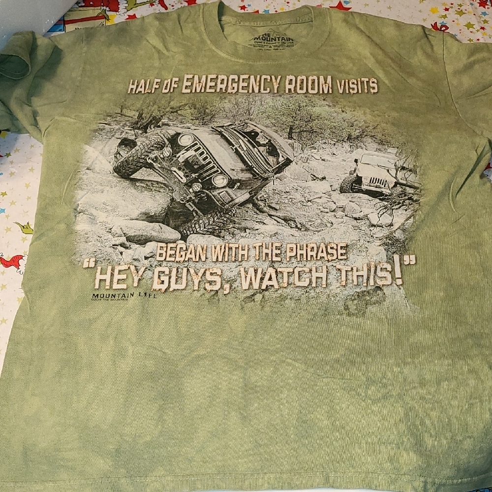 2014 The Mountain Tie Dye Green Funny Emergency Room Visit Offroad Jeep Tee